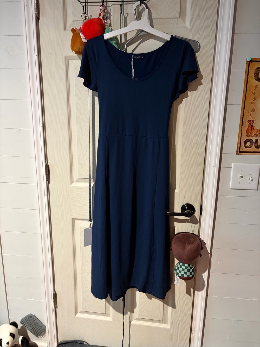 Classic Navy Scoop Neck Women's Dress